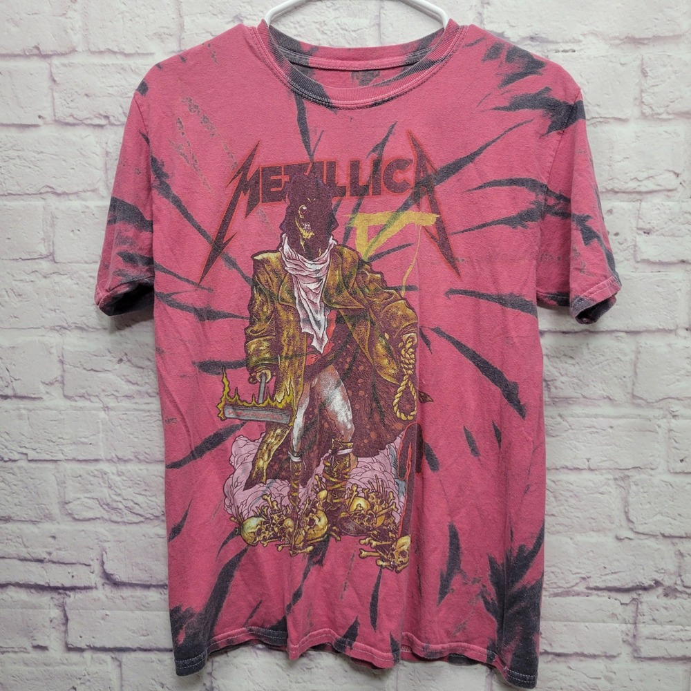 Metallica Unforgiven Red Tie Dye Tshirt Mens XS Double Sided Graphic Pushead